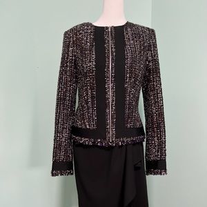 Size 6, Calvin Klein zip-up blazer in multi-color tweed